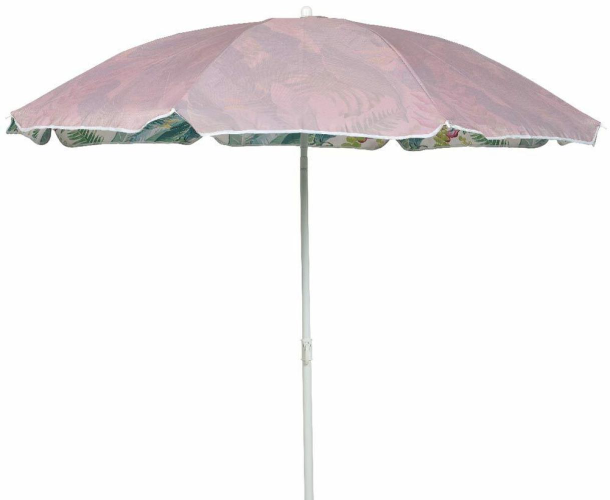 Sonnenschirm Palmenblätter Tropisch Oberseite Rosa Knickbar Erdspieß Ø 160cm Bild 1