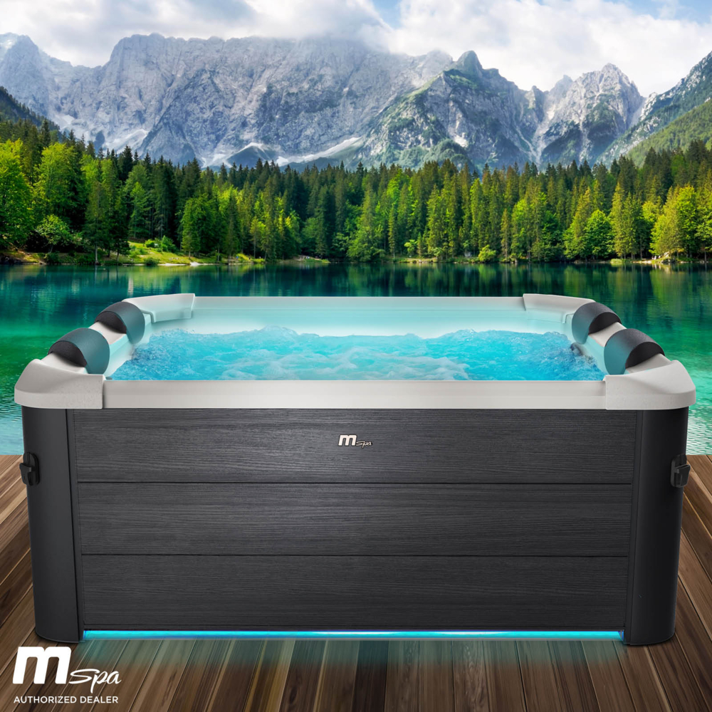 BRAST Whirlpool MSpa Oslo mit Fester Außenwand LED-Beleuchtung mit 20 einstellbaren Farben für 6 Personen 160x160x65cm 120 Massagedüsen Ganzjähriger Einsatz Winterfest In & Outdoor Pool Bild 1