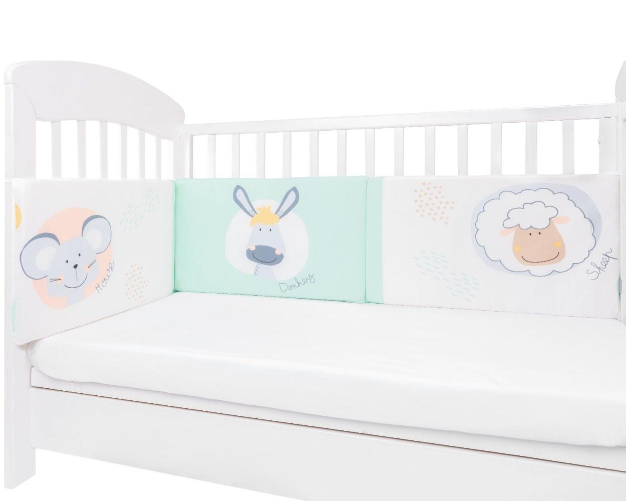 Kikkaboo Babybett Nestchen für Babybett 120x60 cm, Bettumrandung 180x35 cm grün Bild 1