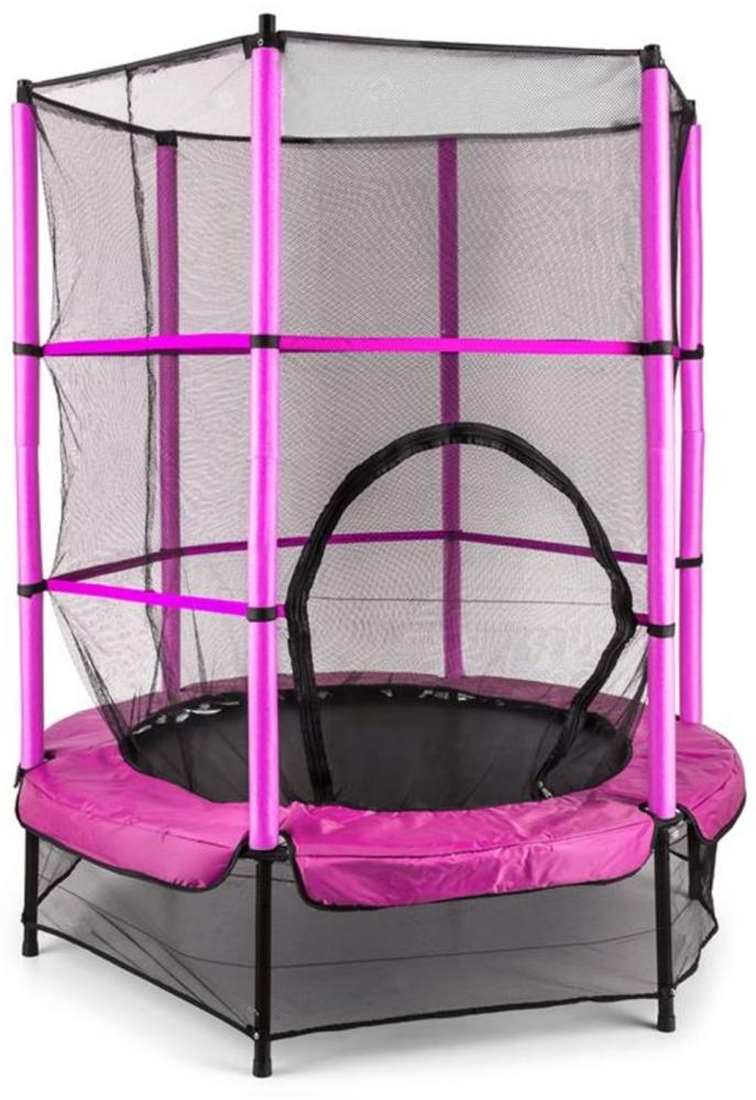 \"Rocketkid Trampolin 140cm Sicherheitsnetz innen Bungeefederung schwarz Pink\" Bild 1