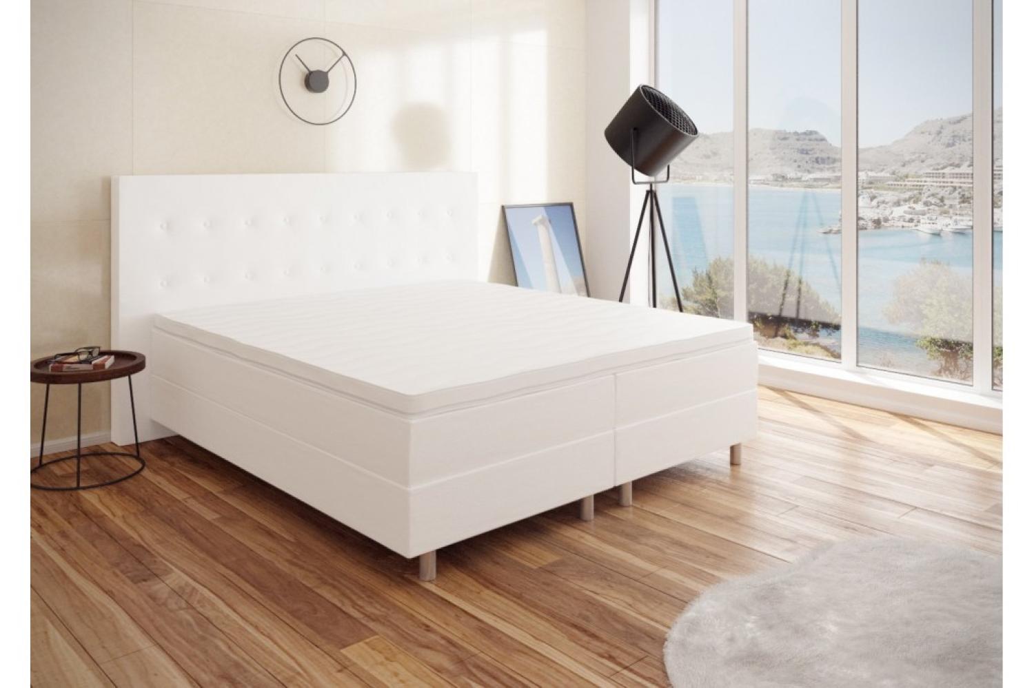 Best For You 'Rio Barcelona' Boxspringbett 5-Zonen mit Visco Topper, Weiß, H3, 160 x 200 cm Bild 1