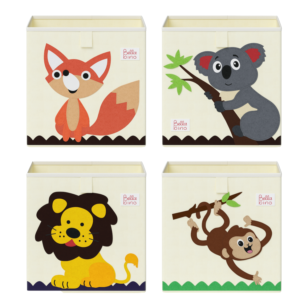 Bellabino 'Helme' Aufbewahrungsboxen, Affe/Löwe/Koala/Fuchs, beige, 4er-Set Bild 1