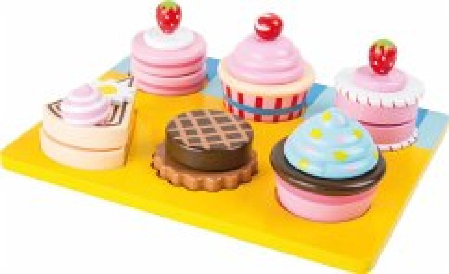 small foot 10149 - Schneide-Cupcakes und Torten, Holz, 13-teilig, Brett-Mae: 19x16cm Bild 1