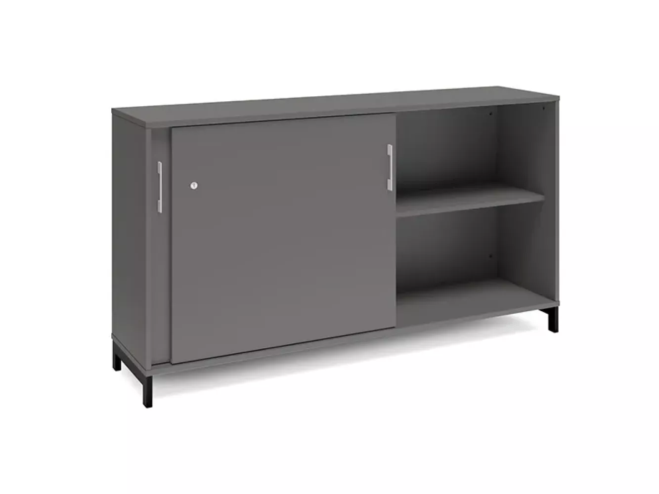 Büroschrank DNA 1600x890 mm Anthrazit/Schwarz Schiebetür 2A4 Bild 1