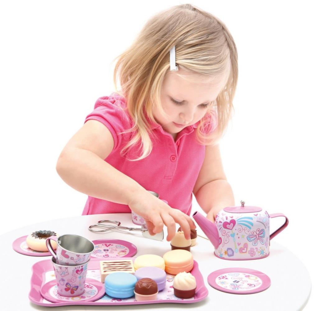 Bino 83391 - Kinder-Teeservice-Set Scarlett mit Kuchenstnder, Kinder-Geschirr-Set, rosa, 35-teilig Bild 1