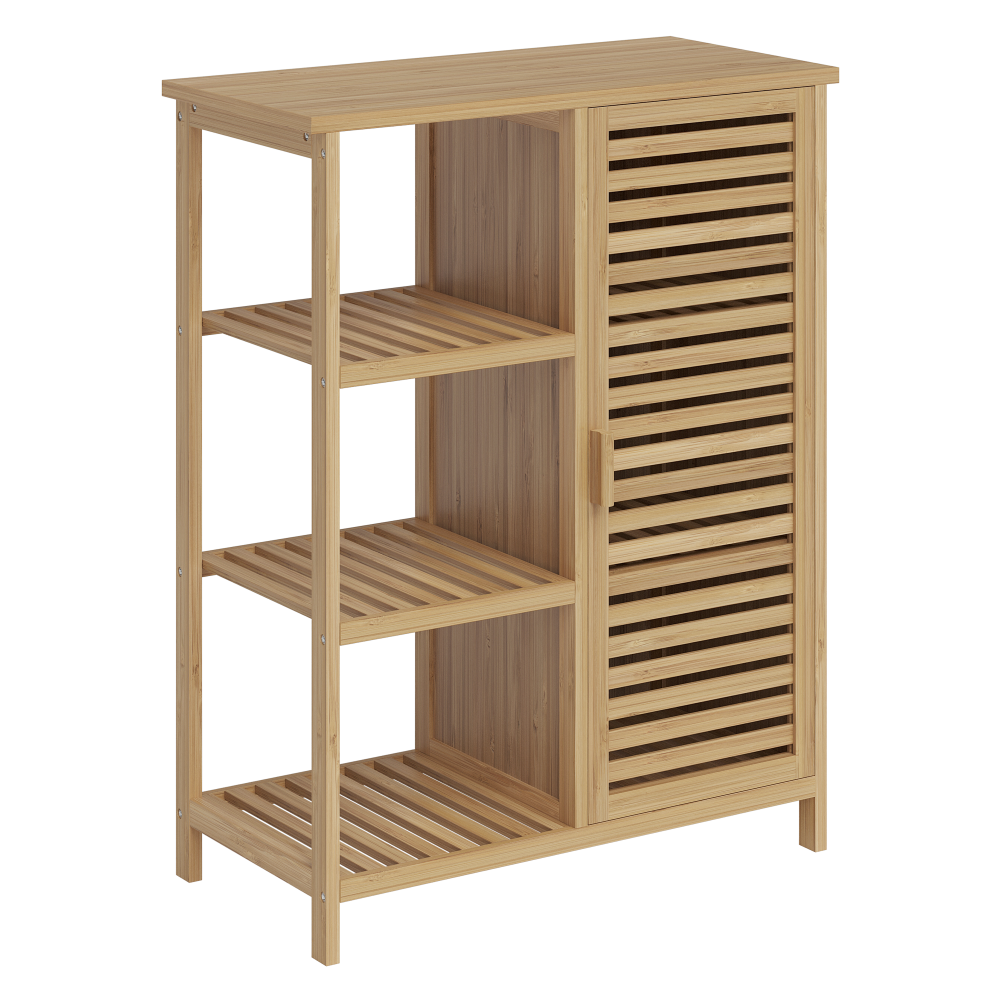 Bellamio 'Newa' Badezimmer-Schrank, Bambus, natur, 85 x 33 x 66 cm, mit 6 Ablagefächern und 1 Tür Bild 1