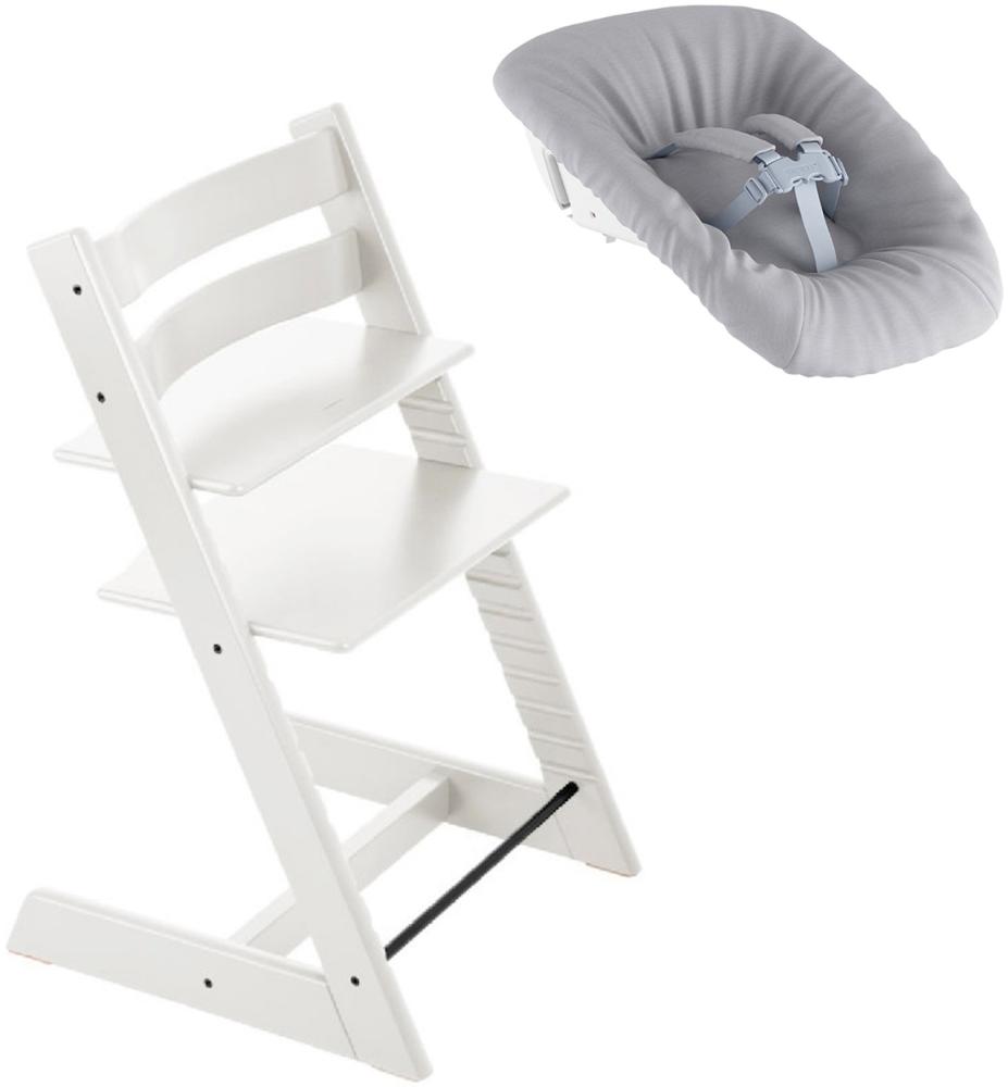 Stokke 'Tripp Trapp' Hochstuhl, weiß, höhenverstellbar, Buche, inkl. Newborn Set™ Bild 1