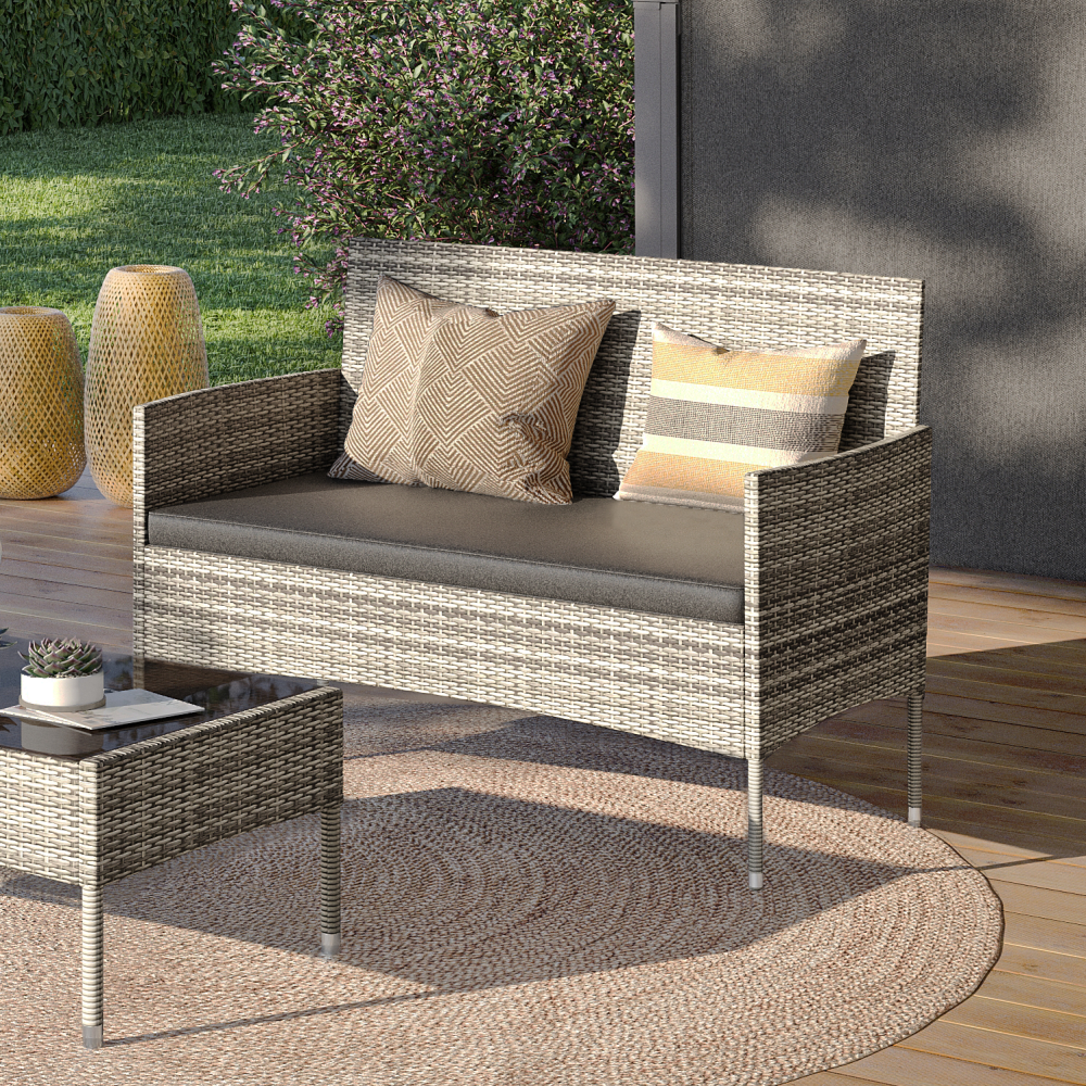 STEELSØN 'Thalora' Polyrattan 2er Sofa, grau-meliert Bild 1