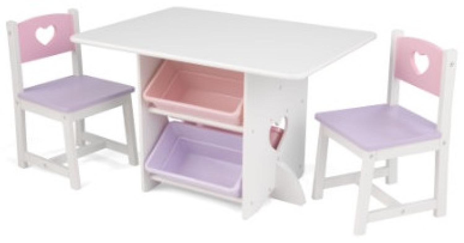 KidKraft® Tisch- und Stuhlset Herzchen weiß / rosa Bild 1