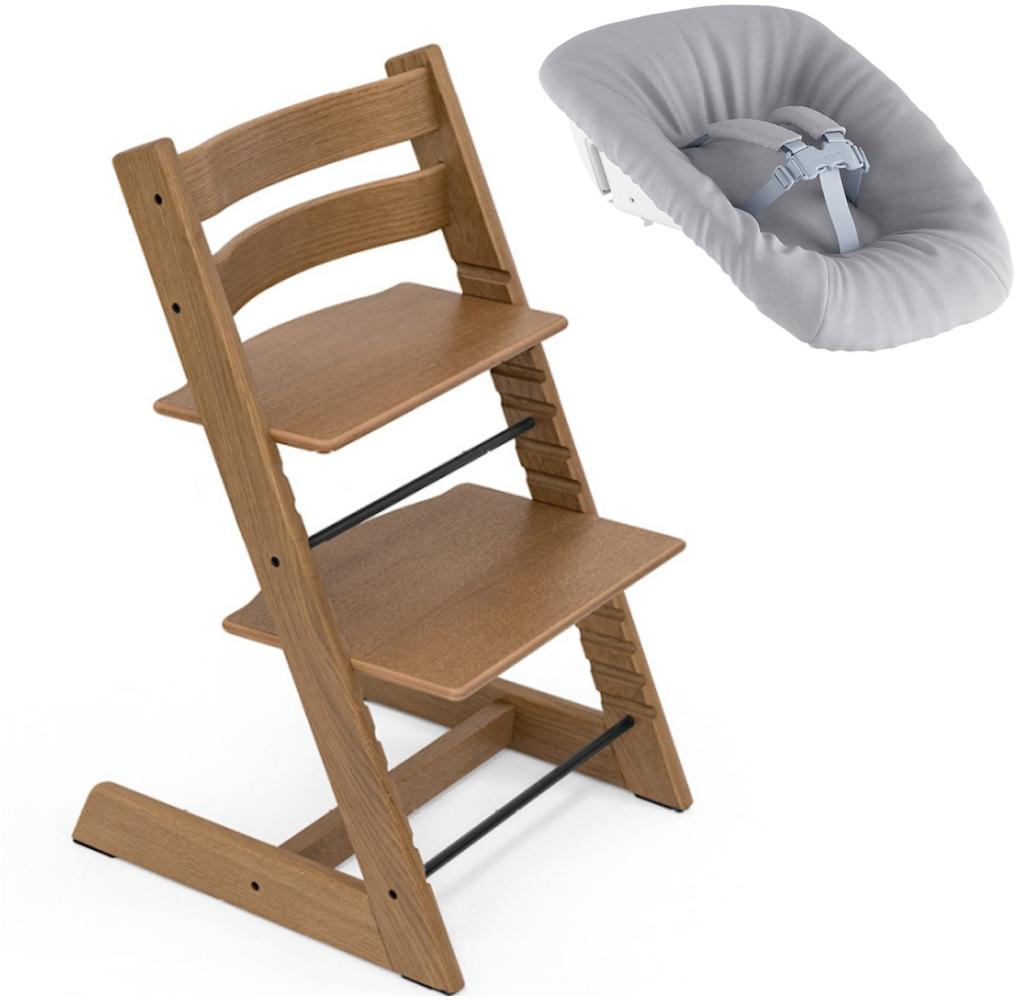 Stokke 'Tripp Trapp' Hochstuhl, Oak Brown, höhenverstellbar, Buche massiv, bis 136 Kg, inkl. Newborn Bild 1