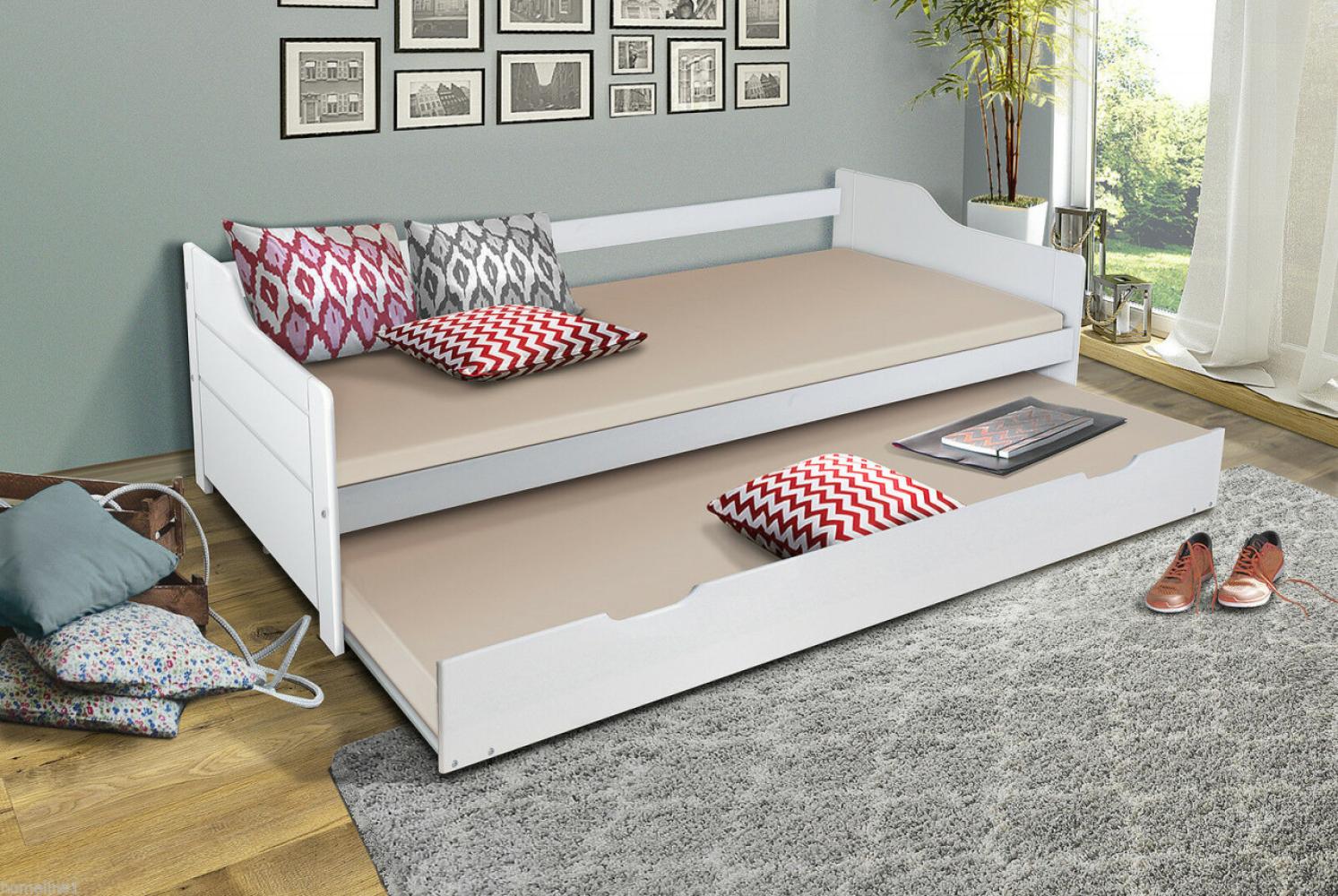 Homeline Einzelbett weiß, 90x200 cm, inkl. Bettkastenschublade Bild 1