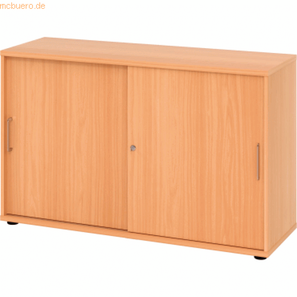 Büroschrank Aktenschrank Schiebetürenschrank, Buche, Metallgriff, 74,8 x 40 x 120 cm Bild 1