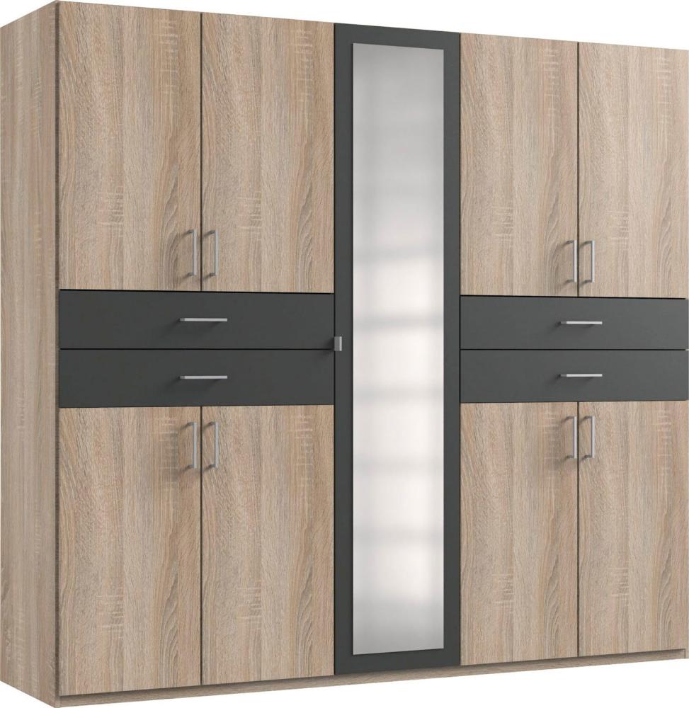 Wimex 'Taiga' Kleiderschrank mit Spiegel, Faserplatte eiche sägerau / graphit, 210 x 58 x 225 cm Bild 1