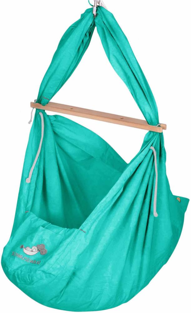 Baby Federwiege Pastell Green Schafwolle Bild 1