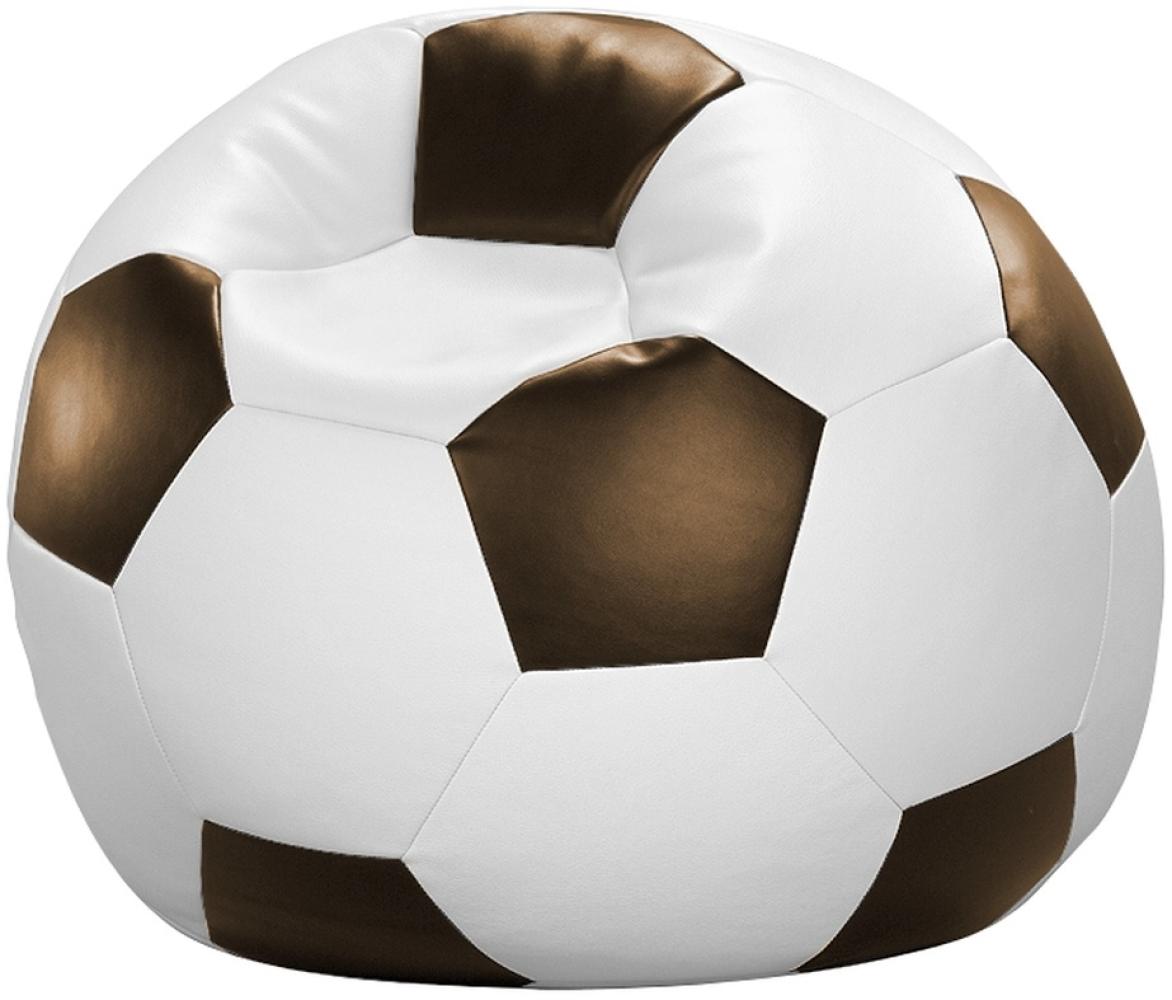 Fußball-Sitzball Kunstleder Weiß/Braun Ø 90 cm Bild 1