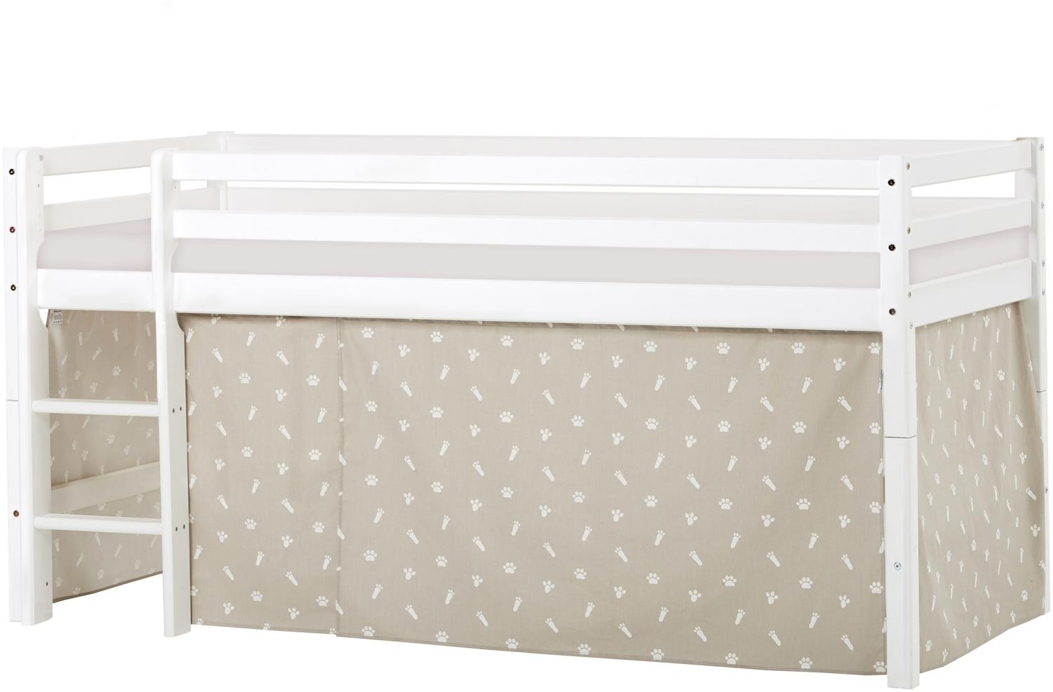 BUNDLE ECO Dream Halbhochbett 90x200 cm mit PETS Vorhang in Silver Cloud und Kaltschaum-Matratze Bild 1