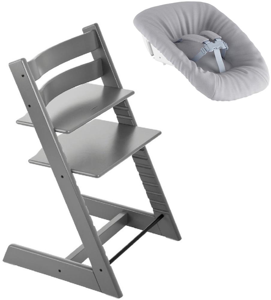 Stokke 'Tripp Trapp' Hochstuhl, storm grey, höhenverstellbar, Buche, inkl. Newborn Set™ Bild 1