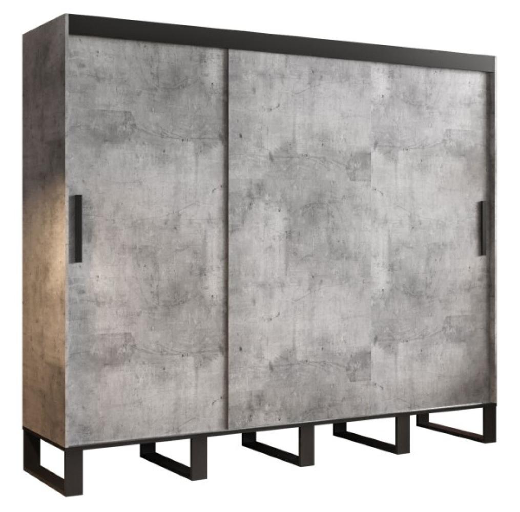 Schiebetürenschrank Loft Kleiderschrank beton schwarz Schubladen Breite 250cm Bild 1