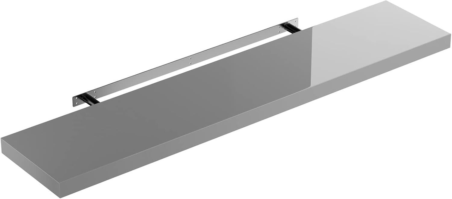 Casaria Wandboard, Grau Hängeregal mit Halterung 15kg Tragkraft Küche Hochglanz 110cm Bild 1