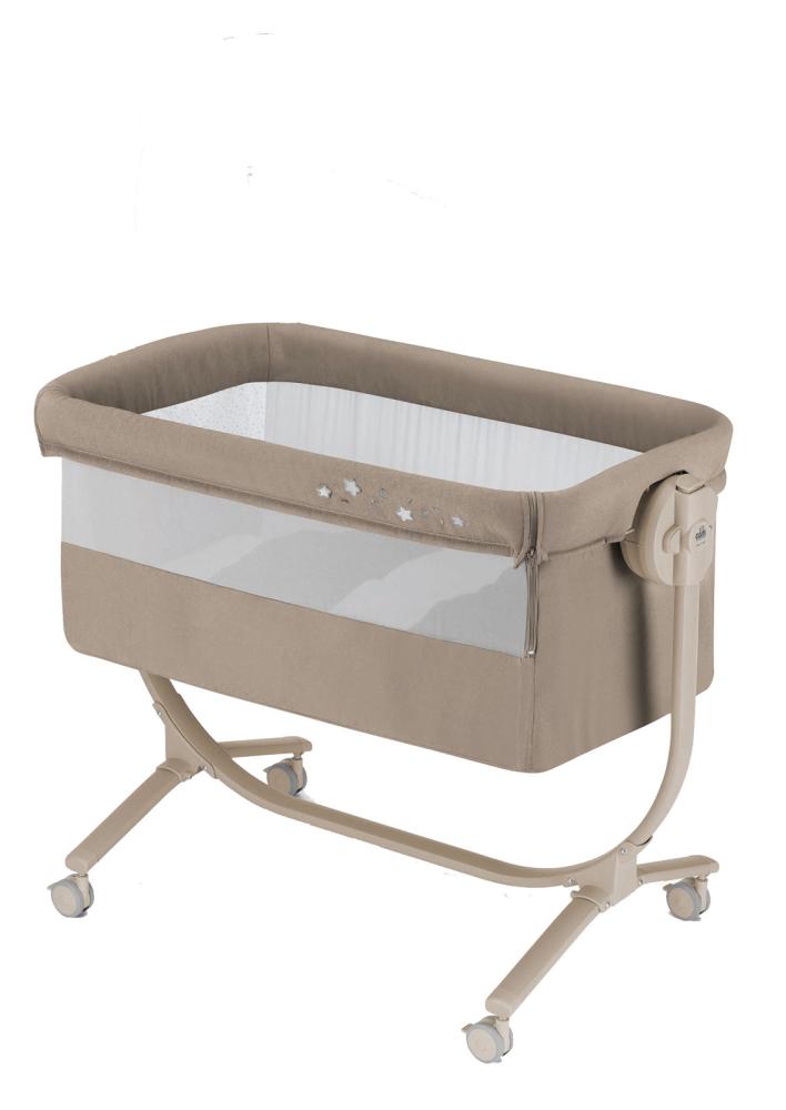 CAM 2 in 1 Beistellbett & Babywiege CULLAMI | praktisch & schön : tortora con stelline / Taupe mit Sterne Bild 1