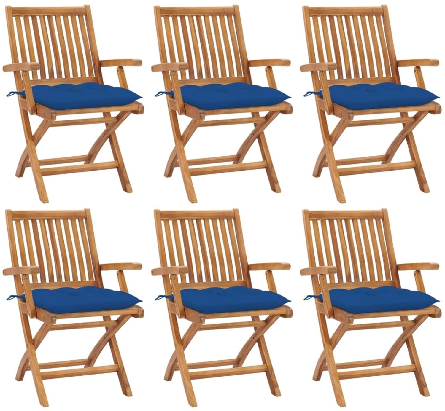 vidaXL Klappbare Gartenstühle mit Kissen 6 Stk. Massivholz Teak 3072775 Bild 1