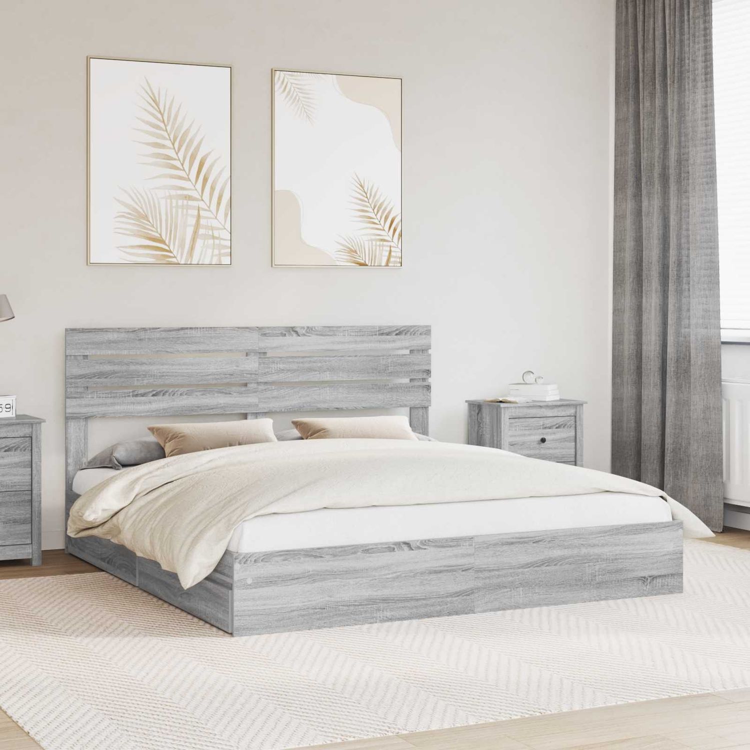 vidaXL Aufbewahrungsbett Graues Sonoma 200 x 200 cm Holzwerkstoff 3411548 Bild 1