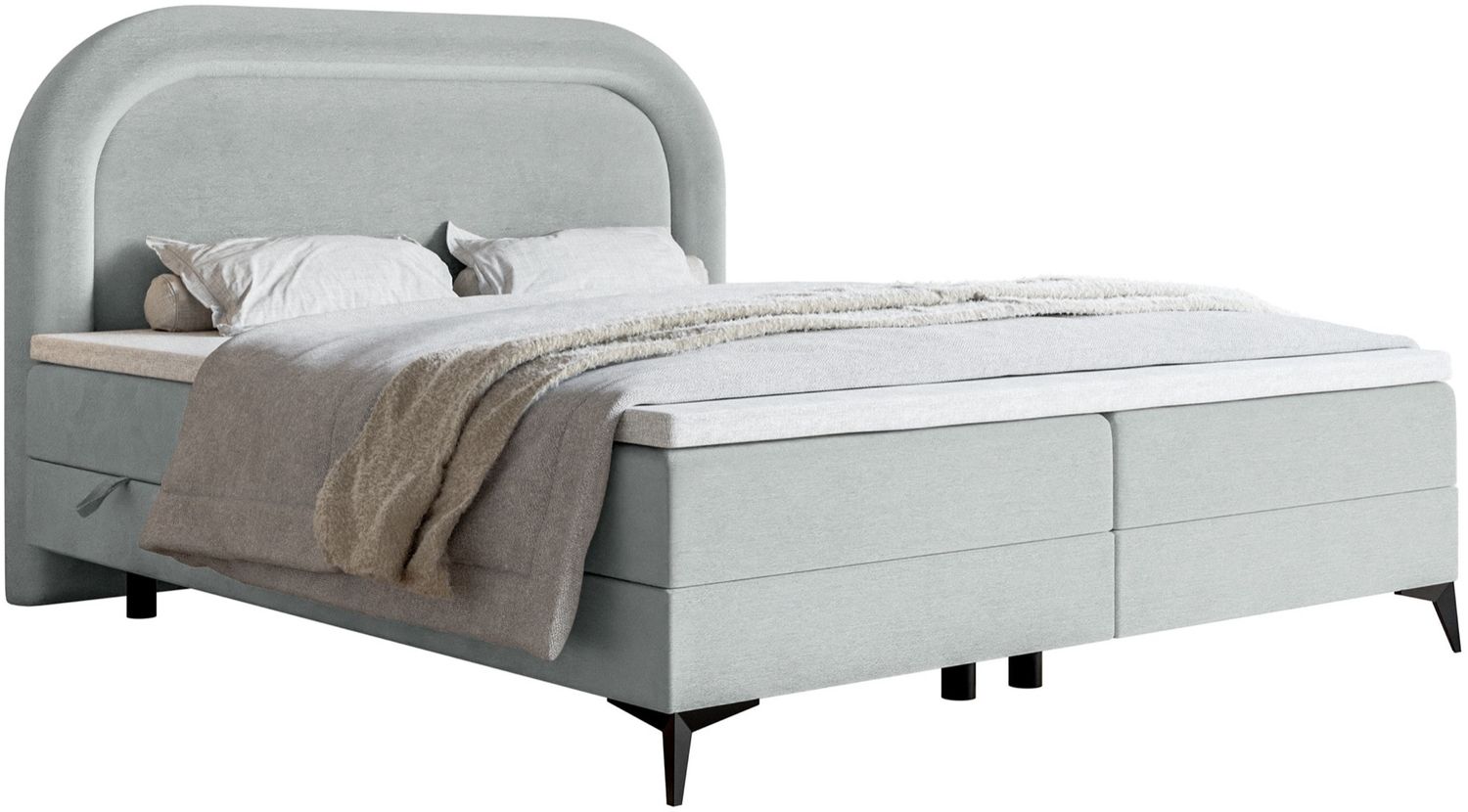 Selsey 'Loreo' Boxspringbett mit wasserfestem Samtbezug, hellgrau, 160x200 cm Bild 1
