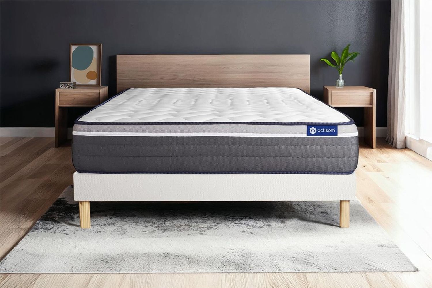 Actimemo plus Matratze 130x200 cm + Bettgestell mit Lattenrost, Härtegrad 5, Memory-Schaum, Höhe : 26 cm Bild 1