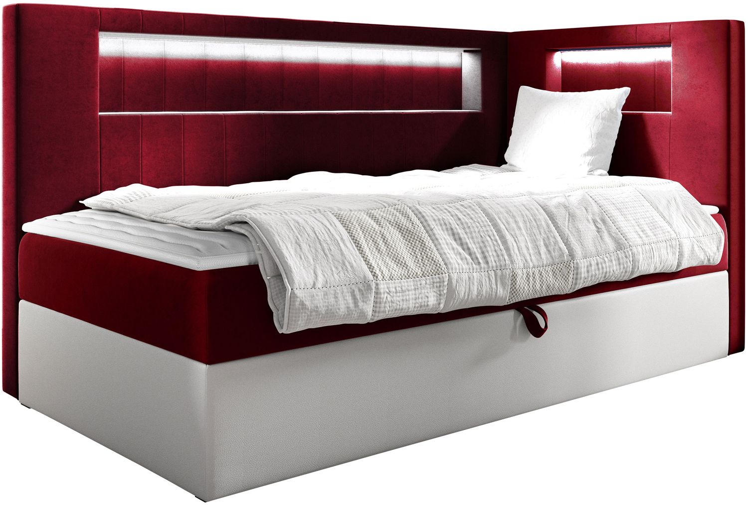 Boxspringbett 'Gladino Junior 3' rot 100x200 cm Rechts Bild 1