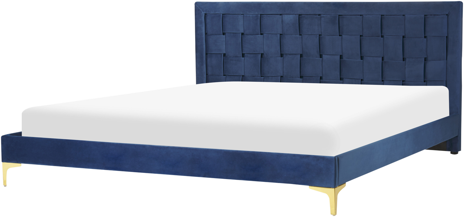 Bett mit Lattenrost LIMOUX 180 x 200 cm Samtstoff Marineblau Bild 1