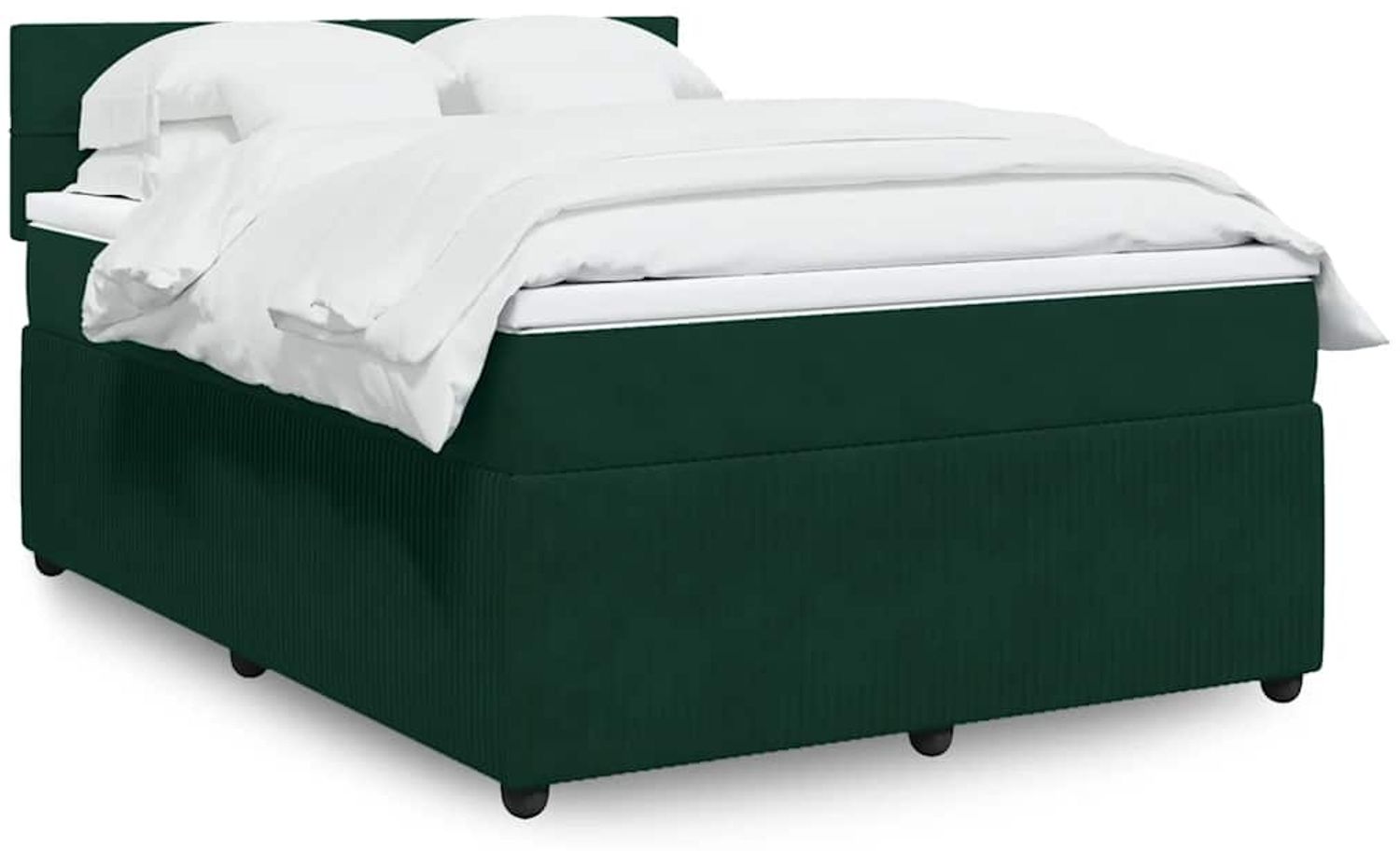 vidaXL Boxspringbett mit Matratze Dunkelgrün 140x200 cm Samt 3287761 Bild 1