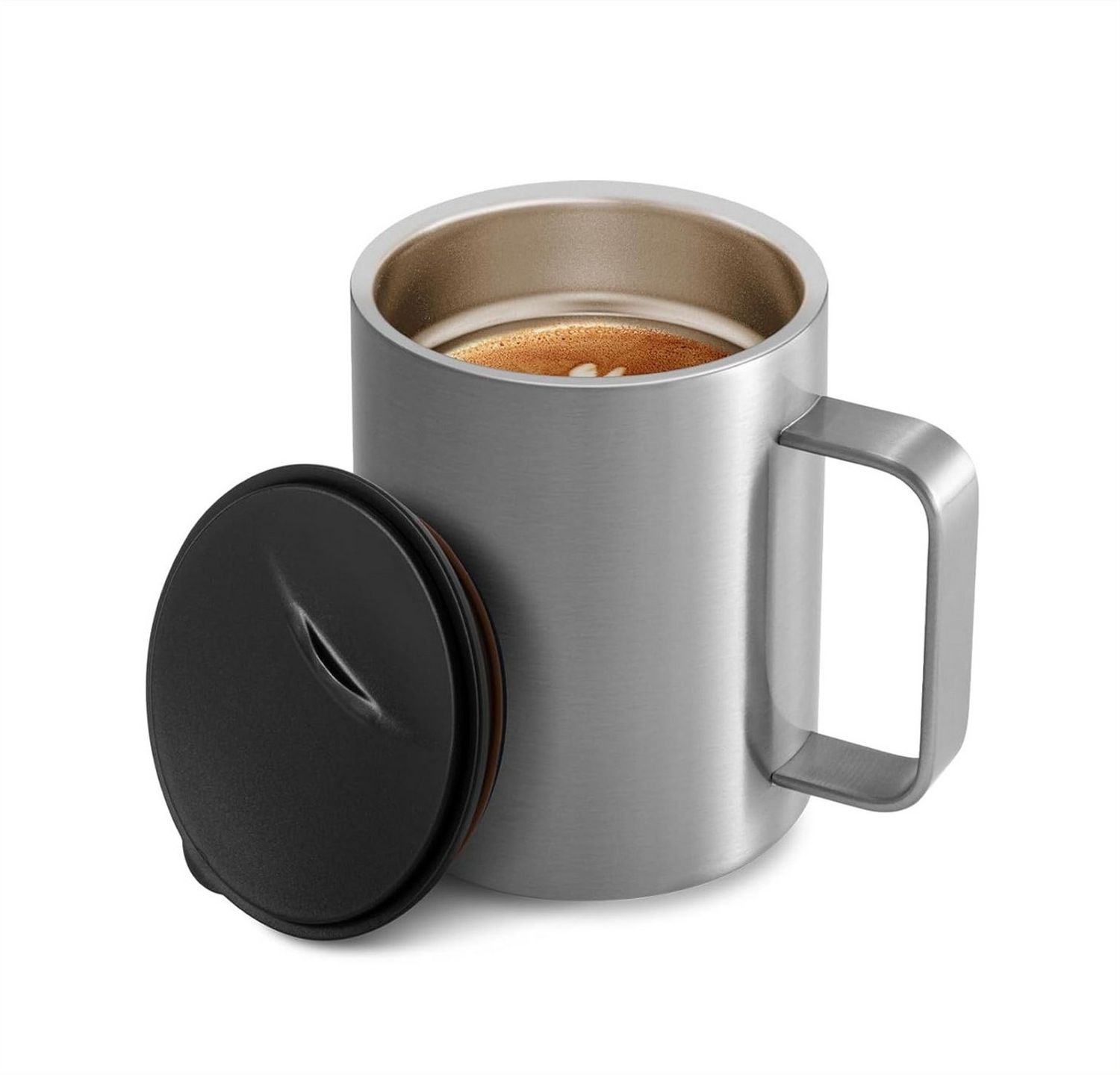 EXTSUD Thermobecher Kaffeebecher 400 ml Thermobecher Campingbecher Camp Mug, 1-tlg, Edelstahl, 316 Edelstahl Teetasse mit Henkel und Schiebedeckel Bild 1