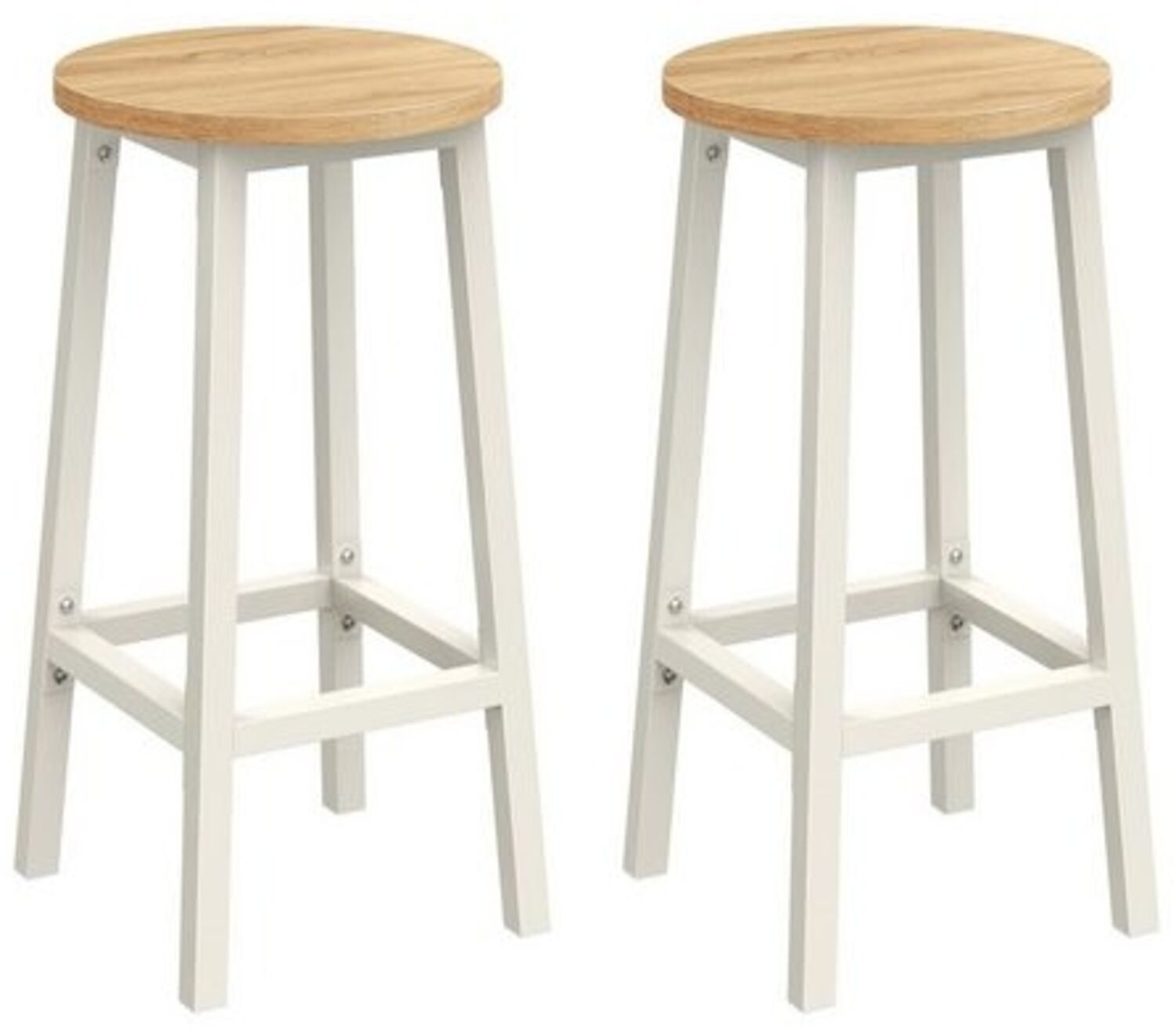Vasagle Barhocker, 2er Set Barstühle, Küchenstühle mit stabilem Stahlgestell, Höhe 65 cm, rund, einfache Montage, Industriestil, Eichenbeige-Weiß von Songmics CBL032W09 Bild 1