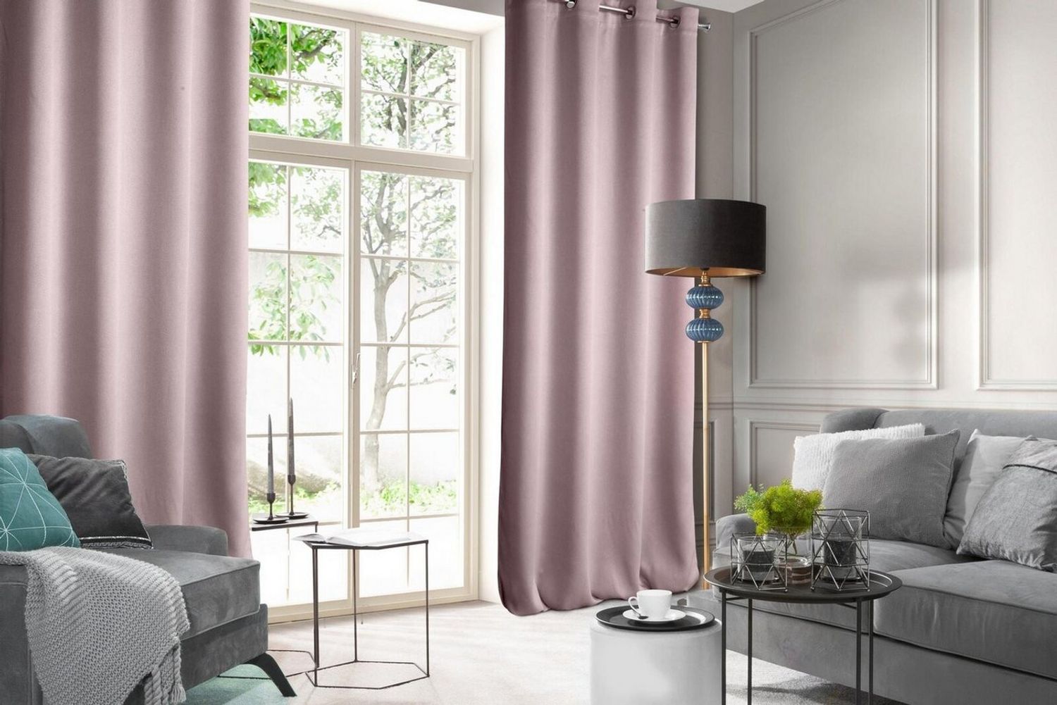 Design91 Samtvorhang, Ösen, Polyester rosa 140x250 cm Bild 1