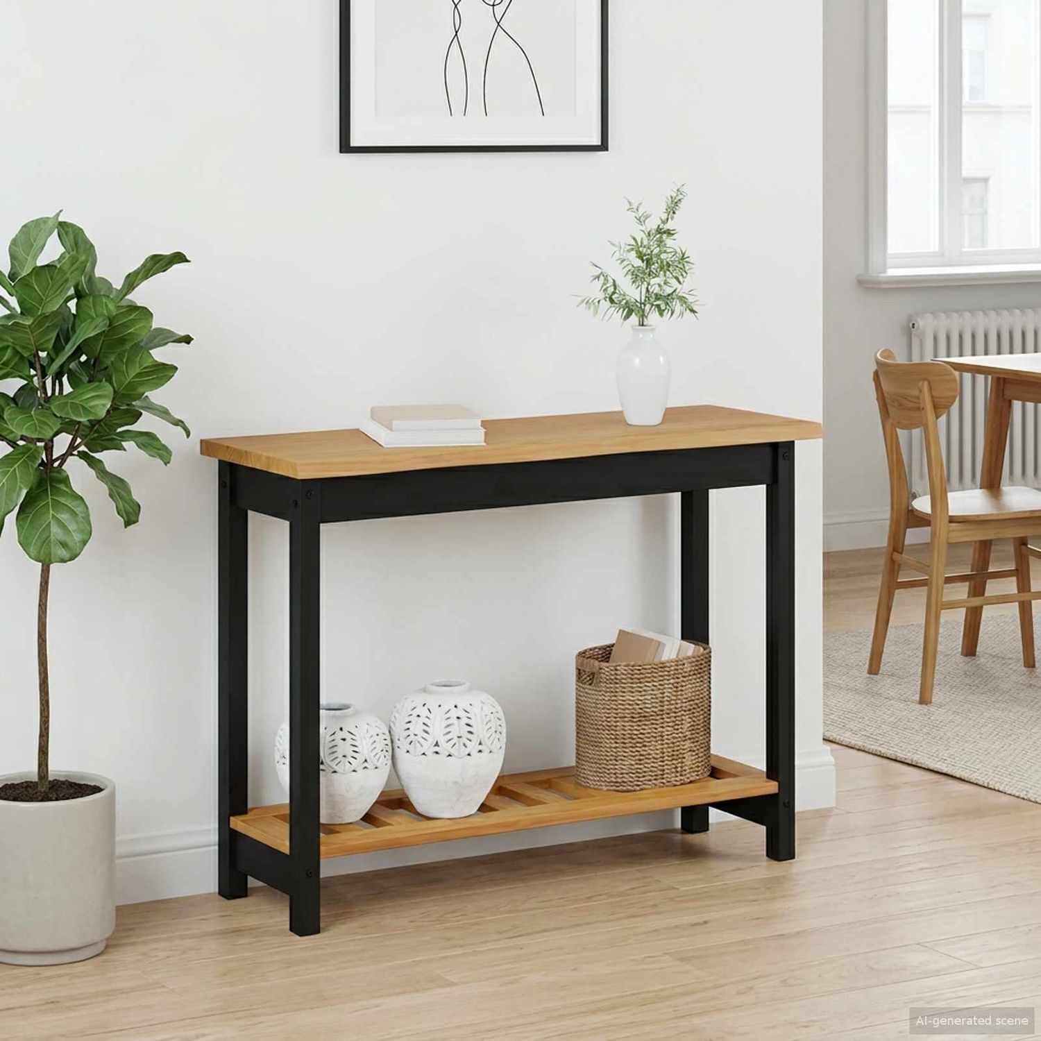 VidaXL Konsolentisch mit Regal EKAI Schwarz 112 x 35 x 76 cm 42037017 Bild 1