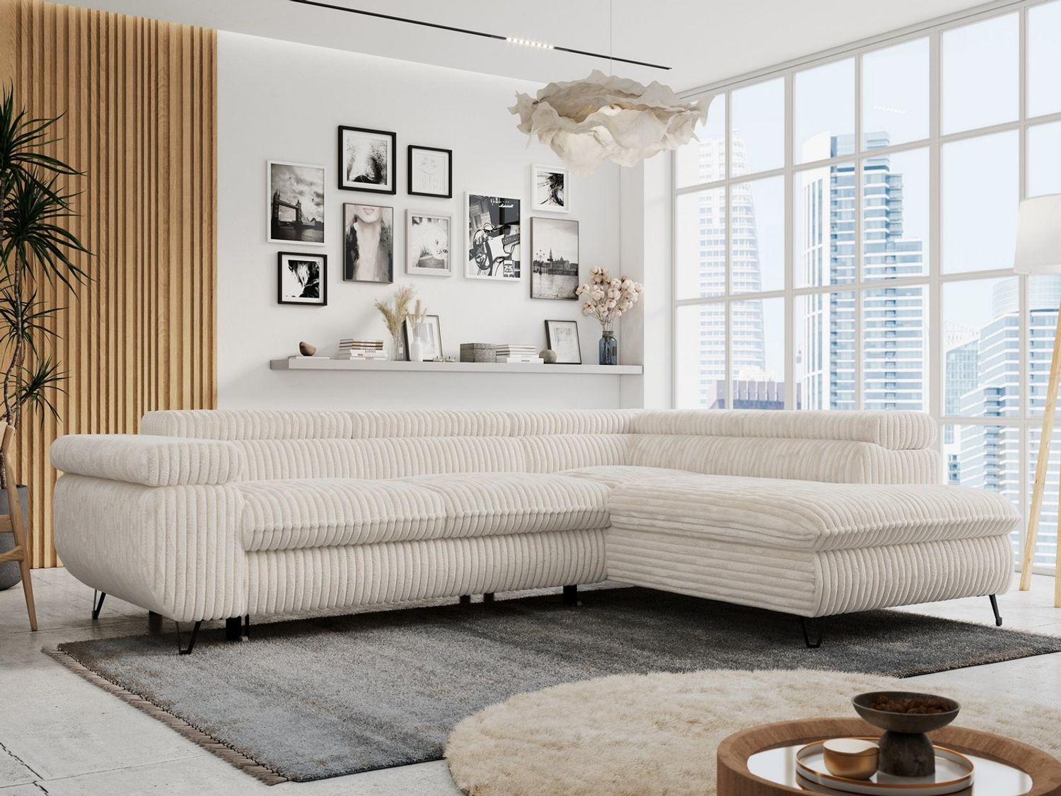 MKS MÖBEL Ecksofa PETER L, Set, Ecksofa L-form, HR35-Schaum, Wellenfederkern, Bettfunktion, Einstellbare Kopfstützen, Bettkasten Bild 1