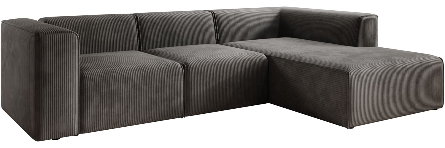 Ecksofa Fuego, L-Sofa, Eckcouch L-Form, Sofa Rechts, Sofa Cord-Stoff, 285 x 72 x 165 cm, Dunkelgrau Bild 1