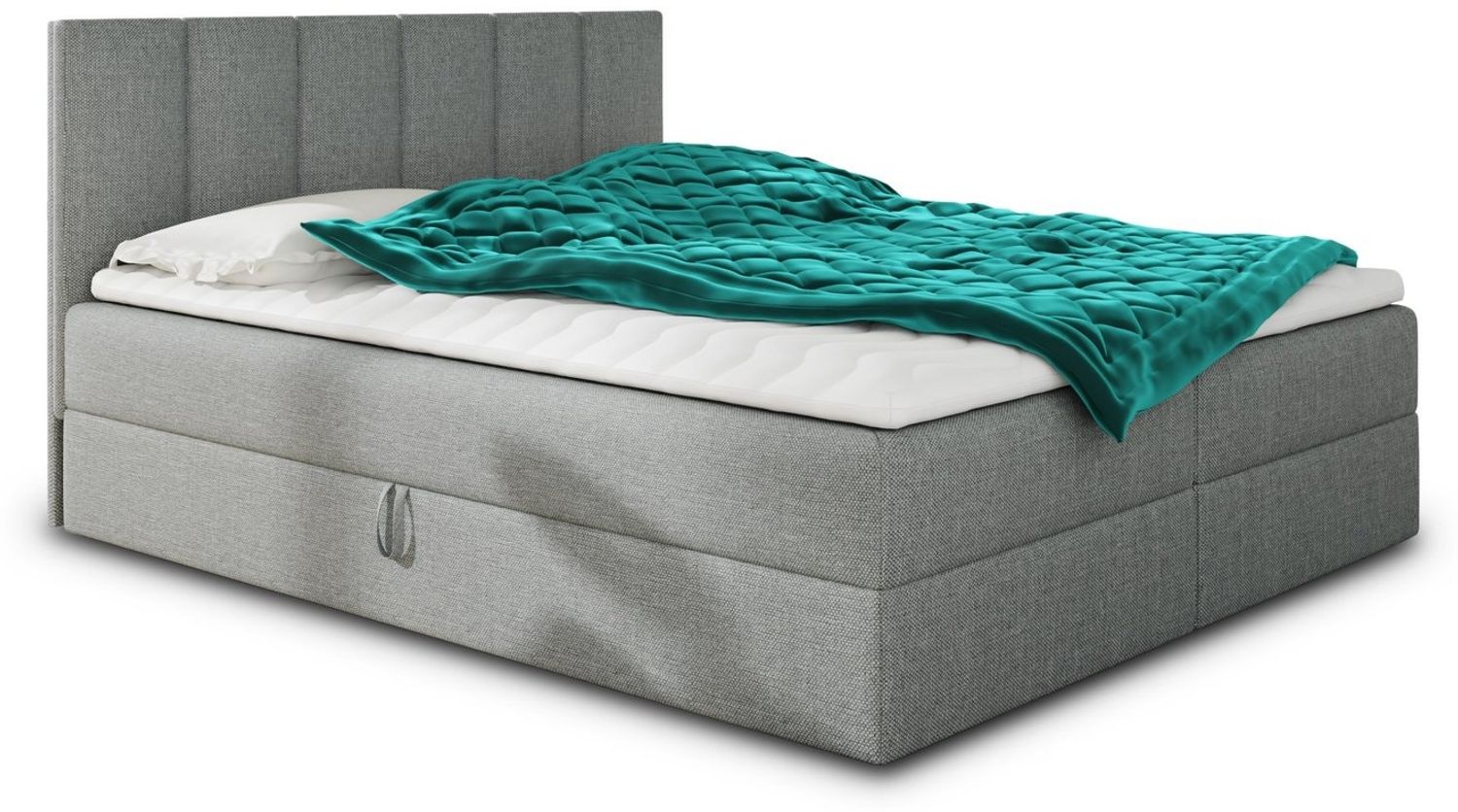 Boxspringbett Star mit Topper, Bonell-Matratze und 2 Bettkästen, Doppelbett, Polsterbett, Bett (Grau (Inari 91), 140x200 cm) Bild 1