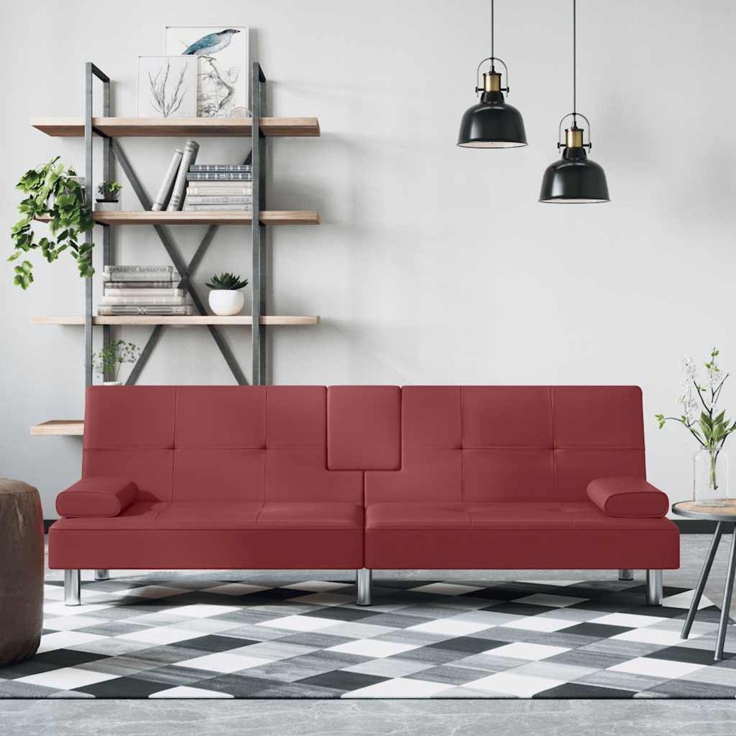 vidaXL Schlafsofa mit Getränkehaltern Rot Kunstleder 351930 Bild 1