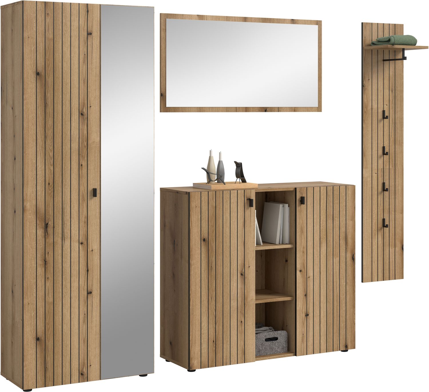 Garderobenkombination (B/H/T: 237x192x37 cm) in Evoke Oak Nachbildung Bild 1