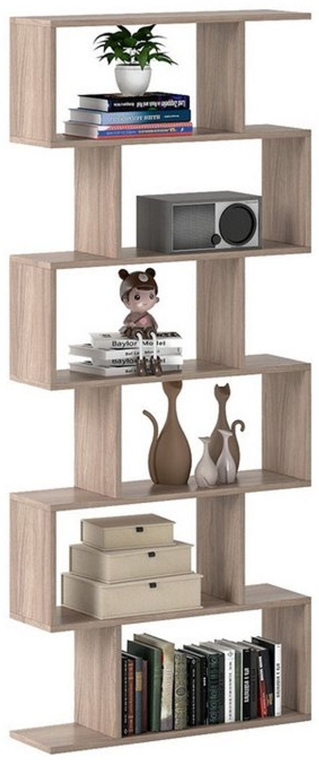 COSTWAY Bücherregal, Standregal mit 6 Fächern, 20 kg/Ebene, 80x23x192cm, grau Bild 1