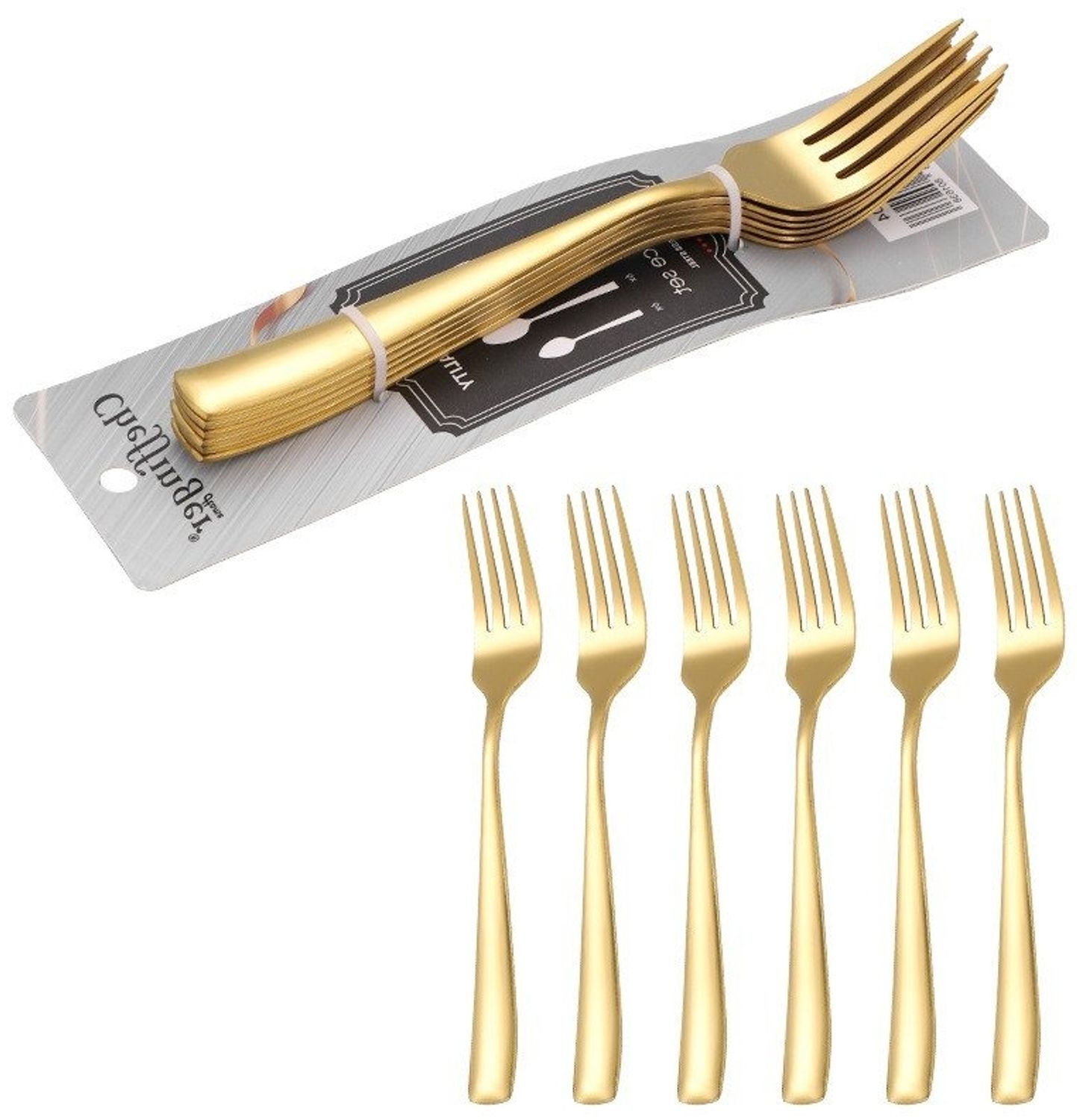 6er Set Speisegabel Gabel L 21cm CF1004 Gold Bild 1