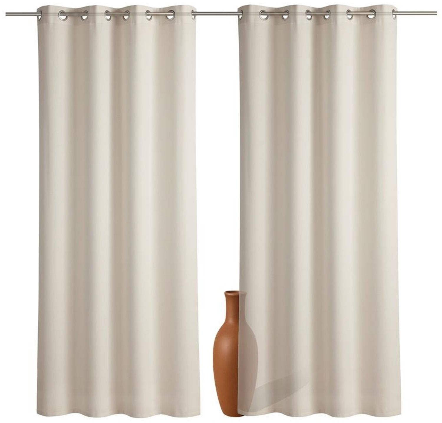 2er Set Ösenvorhang Voile 245 cm sand transparent - Farbe: Sand Bild 1
