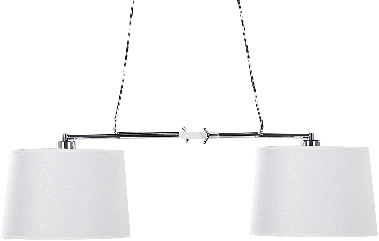 'Fucino' Hängeleuchte Weiß Metall 2-flammig Stoffschirme in Trommelform Minimalistisches Design Vintage Stil für Wohn- Schlaf- und Esszimmer Bild 1