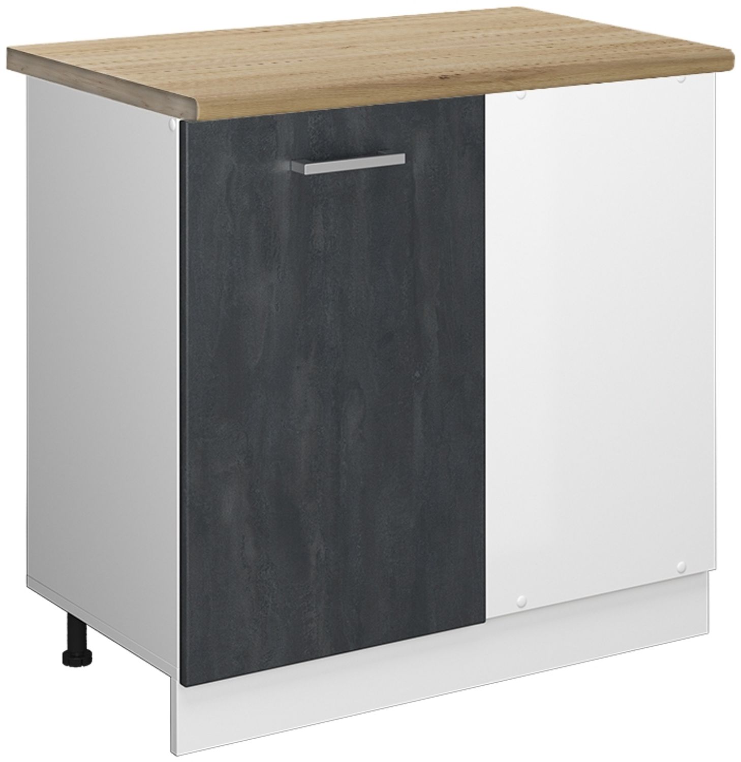 Eckunterschrank R-Line Schwarz Beton 86 cm AP Eiche Vicco Bild 1