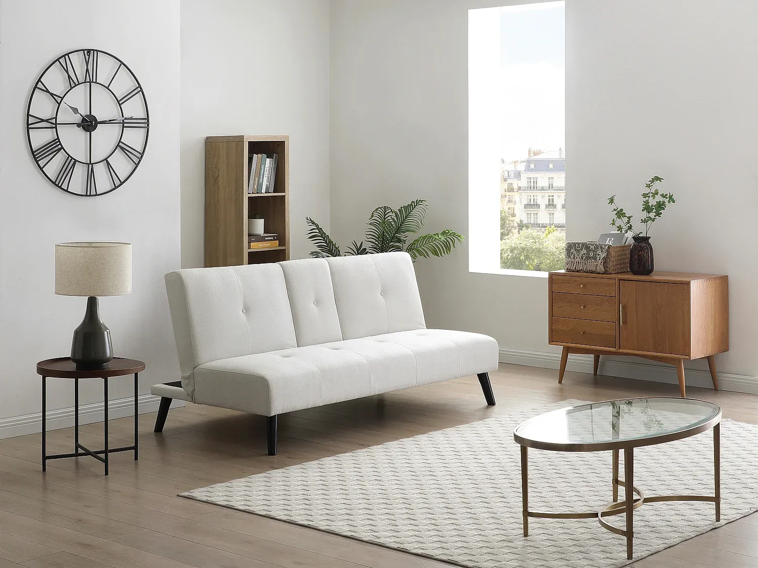 Vente-unique - CLOSIPA Sofa Stoff Beige - B 91 cm x H 85 cm x L 182 cm Bild 1