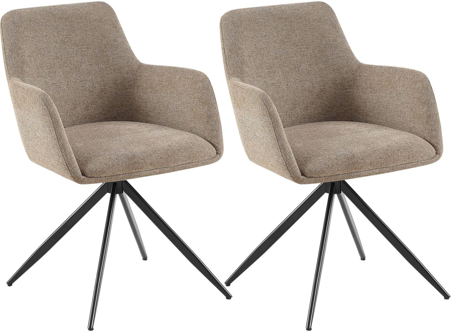 CLP 2er Set Esszimmerstuhl Olema Stoff 180° schwenkbar mit Rückenlehne gepolstert,taupe Bild 1