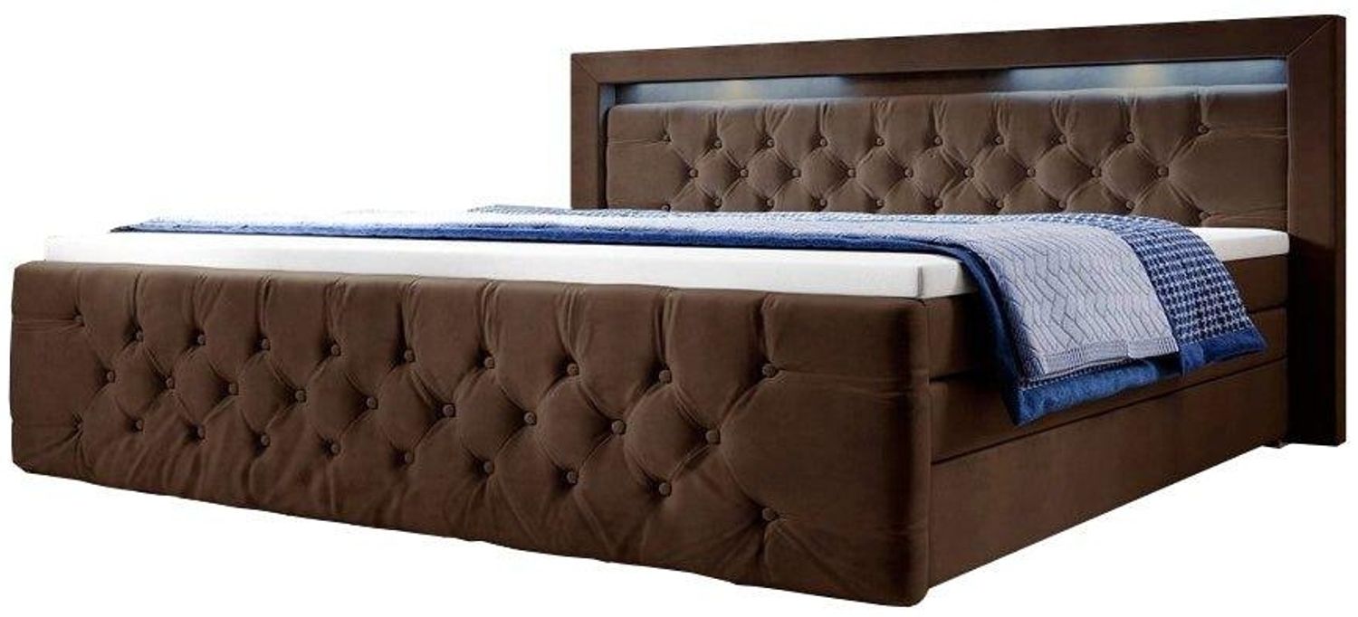 Boxspringbett Gloria mit LED und Stauraum 180x200 Braun H2 (bis 70kg) Bild 1