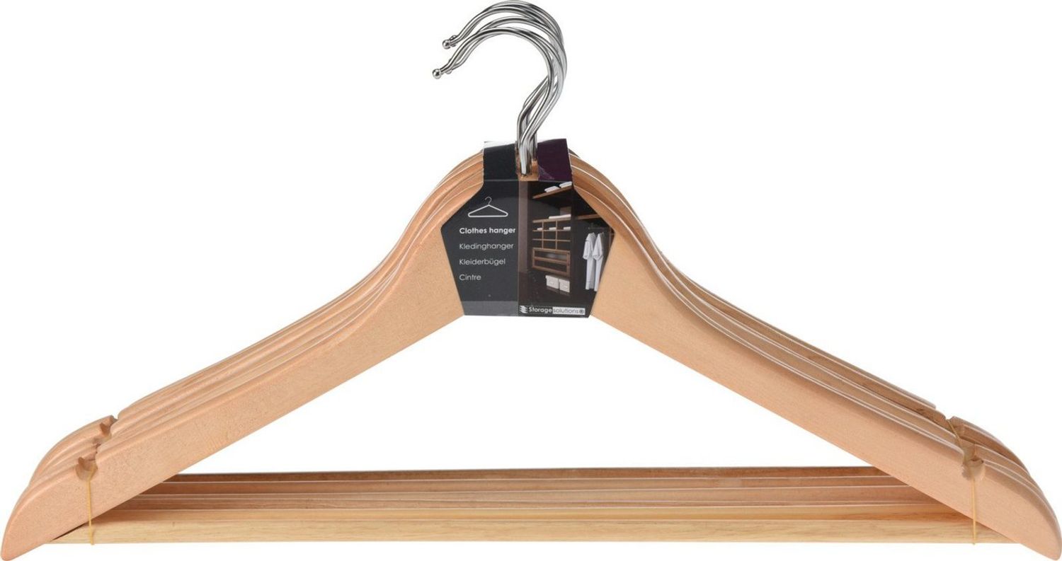 Koopman Kleiderbügel Holzbügel Hosenbügel Holz Metall Braun Hosenstange, (6-tlg), Hosenstange, Garderobenbügel, Holzbügel, Holz Bild 1