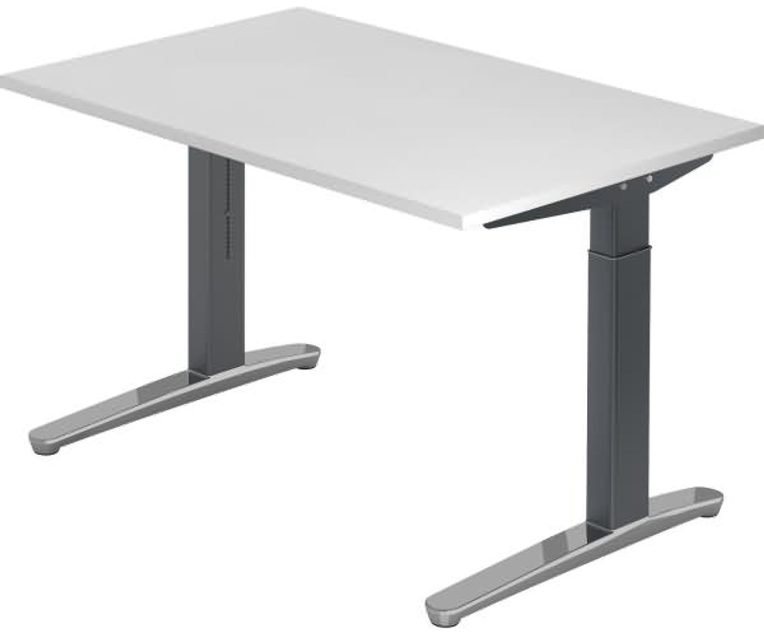 'XB12' Schreibtisch, C-Fuß, poliert, 120x80 cm, Weiß / Graphit Bild 1